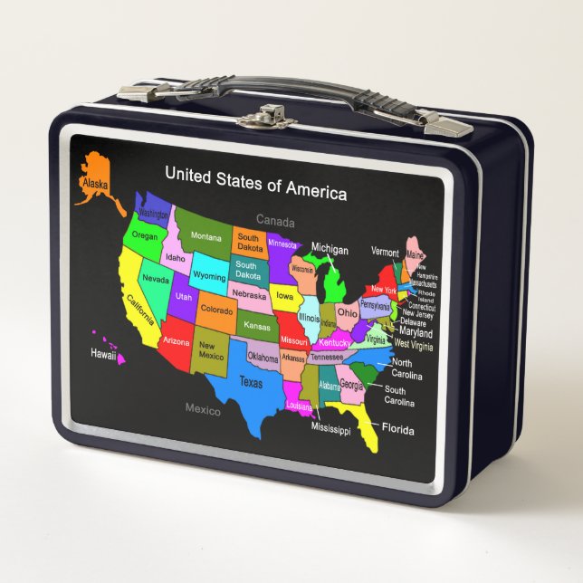 USA & World Map Metal Lunch Box (Vorderseite)