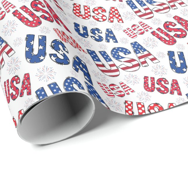 USA Wrapping Paper Geschenkpapier (Rolleneckpunkt)