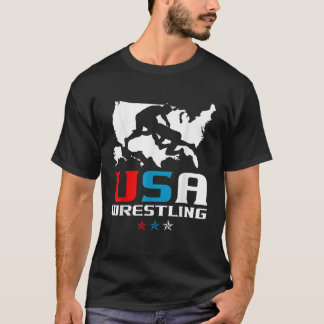USA Wrestling Independence Day American Flag Wrag T-Shirt