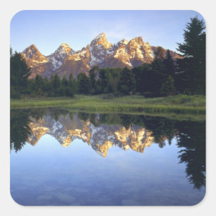USA, Wyoming, Grand Teton National Park. Grand Quadratischer Aufkleber