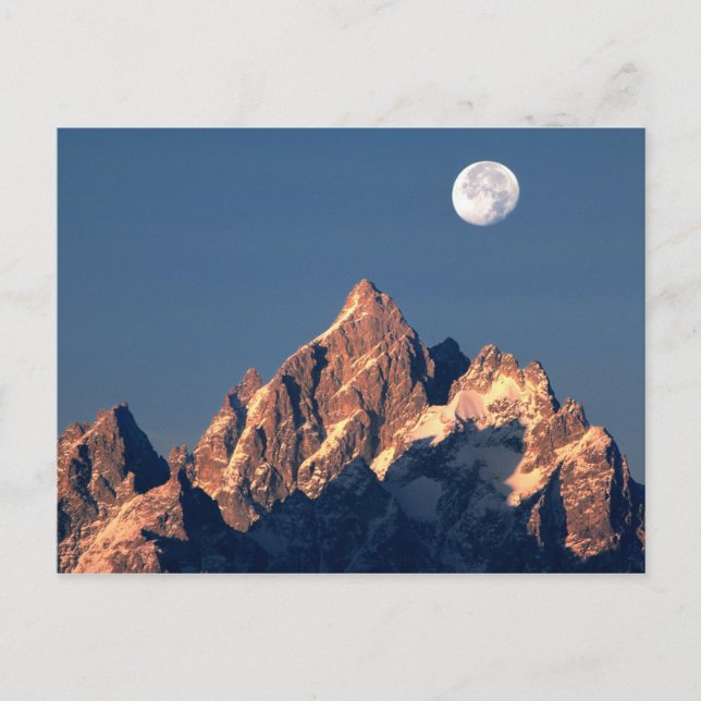 USA, Wyoming, Grand Teton NP. Vollmond-Sets Postkarte (Vorderseite)
