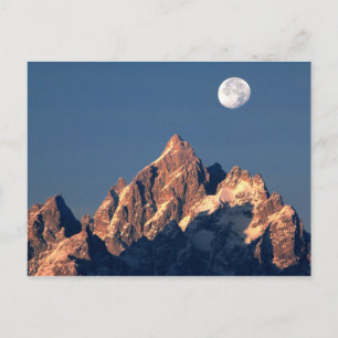 USA, Wyoming, Grand Teton NP. Vollmond-Sets Postkarte