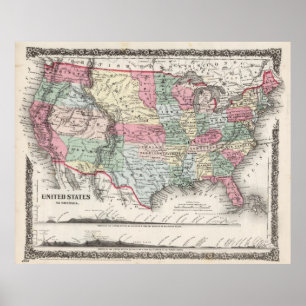 USA zeichnen 1859 (37" X30") USA-Karte 1859 37X30 Poster