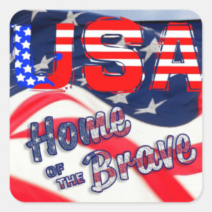 USA Zuhause der Brave Flag Quadratischer Aufkleber