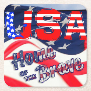 USA Zuhause der Brave Flag Rechteckiger Pappuntersetzer