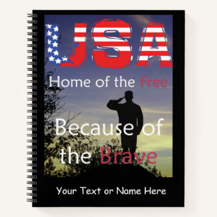 USA - Zuhause des Freien wegen der Brave Notizbuch