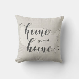 USA - Zuhause Sweet Zuhause burlap look Kissen