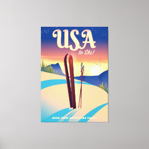USA "Zum Skifahren" Vintage Reiseposter Leinwanddruck