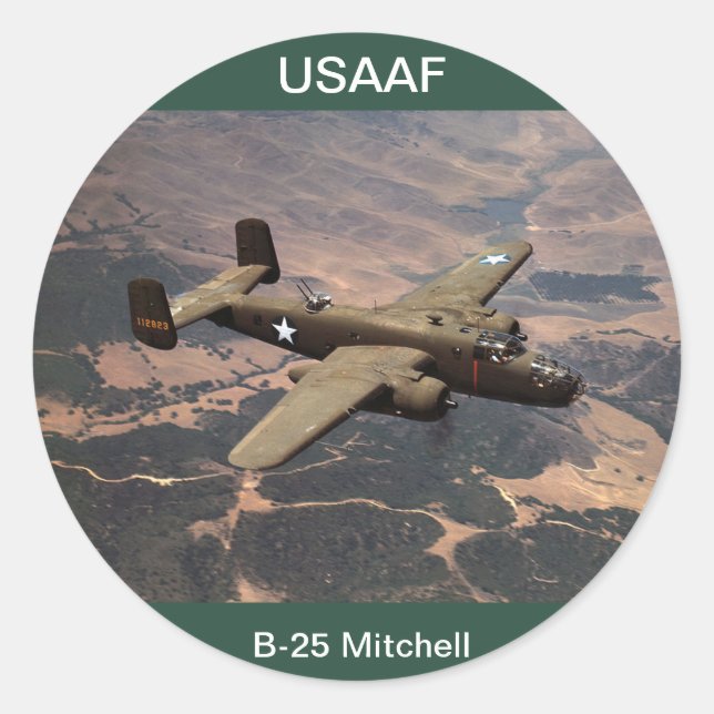 USAAF B-25 Mitchell-Aufkleber Runder Aufkleber (Vorderseite)