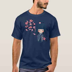 Usaburo Kokeshi Puppe und japanische Sakura Cherry T-Shirt