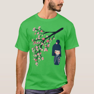 Usaburo Kokeshi Puppe und japanische Sakura Cherry T-Shirt