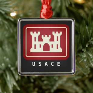 USACE-Logo und benutzerdefinierter Text Ornament Aus Metall