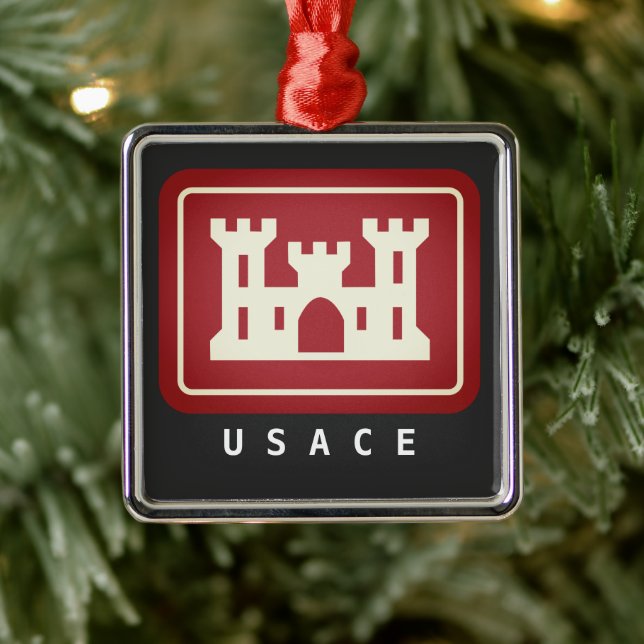 USACE-Logo und benutzerdefinierter Text Ornament Aus Metall (Baum)