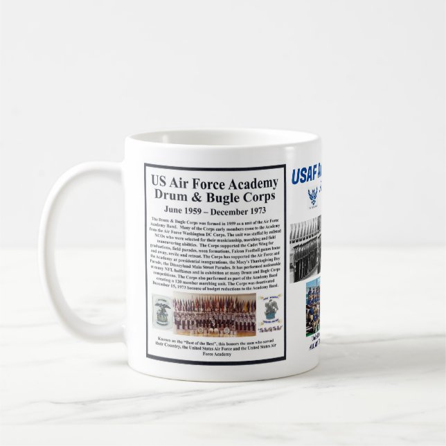 USAF Academy Drum & Bugle Corps Wiedersehen 11oz C Kaffeetasse (Links)