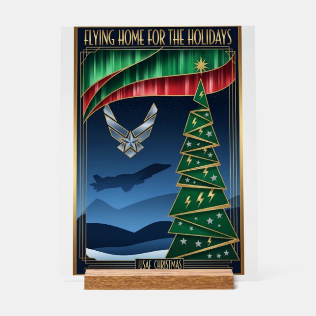 USAF Art Deco Christmas Edition Acrylschild (Vorderseite)