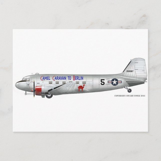 USAF C-47 Skytrain (Berlin Airlift) Postkarte (Vorderseite)