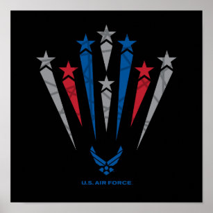 USAF   Rote, graue und blaue Sterne Poster