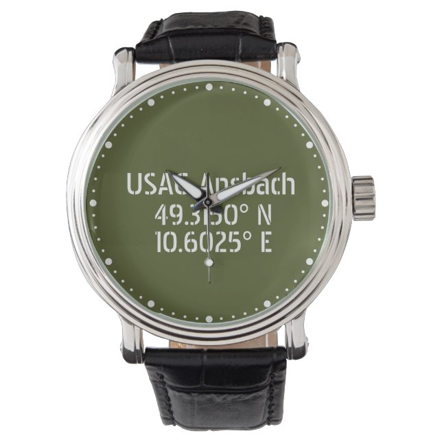 USAG Ansbach Latitude Longitude Armbanduhr (Vorderseite)