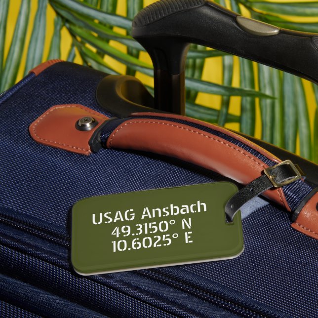 USAG Ansbach Latitude Longitude Gepäckanhänger (Vorderseite Insitu 3)