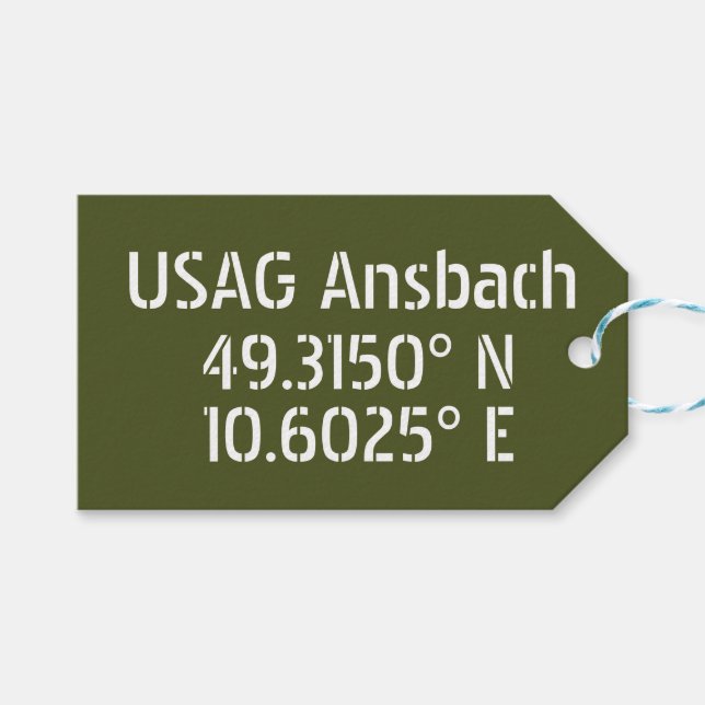 USAG Ansbach Latitude Longitude Geschenkanhänger (Vorderseite (Horizontal))