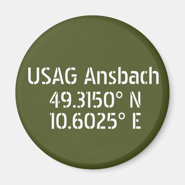 USAG Ansbach Latitude Longitude Magnet (Vorne)