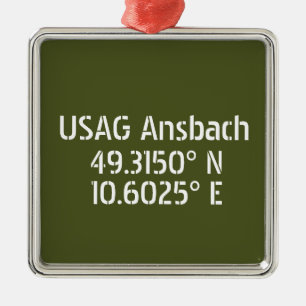USAG Ansbach Latitude Longitude Ornament Aus Metall