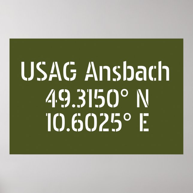 USAG Ansbach Latitude Longitude Poster (Vorne)