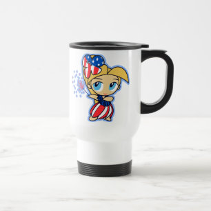 USAHula-blond, USAHulaBFirecracker Hula Girl-Tasse Reisebecher