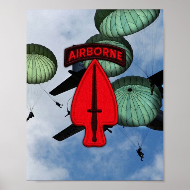 USASOC Special Ops USSOCOM Patch Drucken Poster (Vorne)