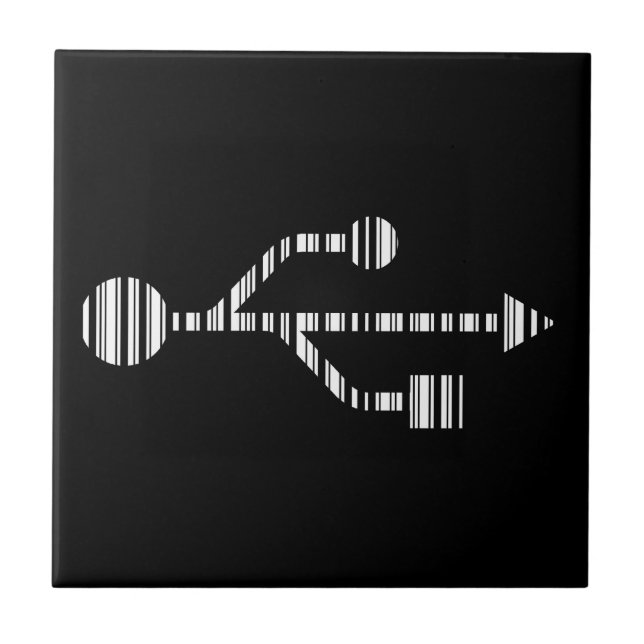 USB LOGO BAR CODE Computer Barcode Muster Design Fliese (Vorderseite)