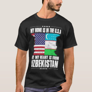 Usbekisch-amerikanischer Patriot stolz zu Hause hö T-Shirt