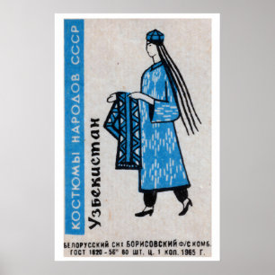 Usbekische Frau - Streichholzschachtel-Druck - Äst Poster