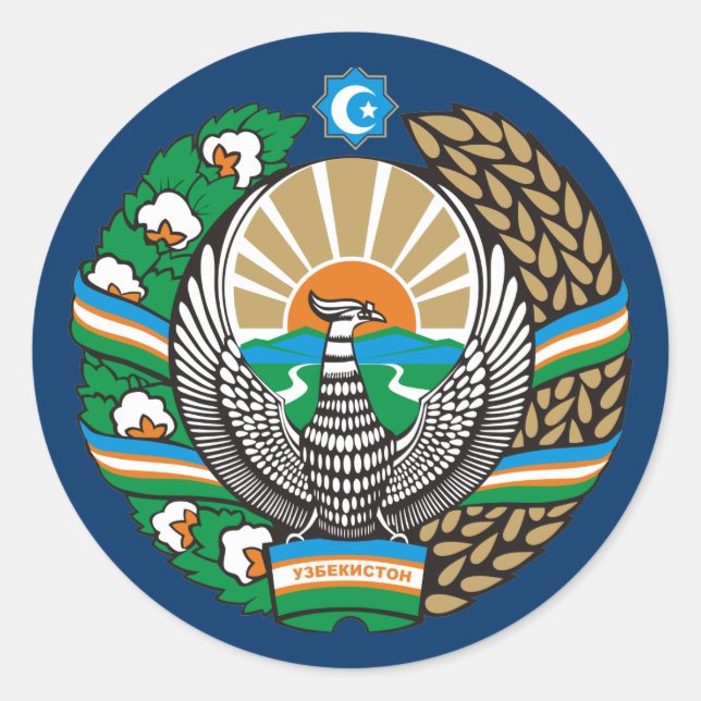 ‚Usbekistan COA‘ Runder Aufkleber (Vorderseite)