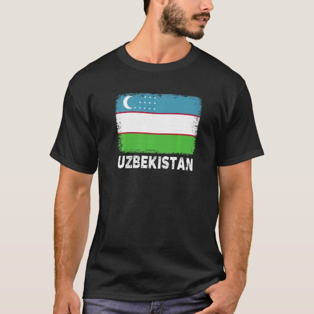 Usbekistan Fahne Unterstützung usbekischer Volksfr T-Shirt (Vorderseite)