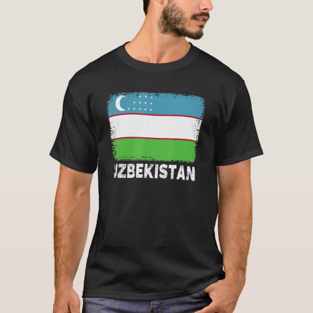 Usbekistan Fahne Unterstützung usbekischer Volksfr T-Shirt (Vorderseite)