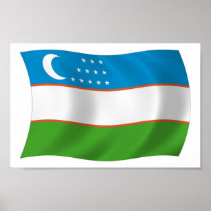 Usbekistan Flag Poster Print
