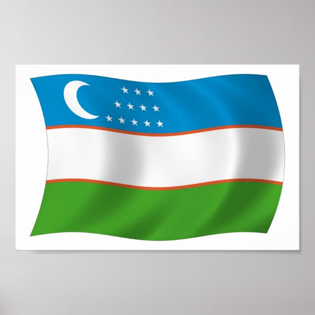 Usbekistan Flag Poster Print (Vorne)