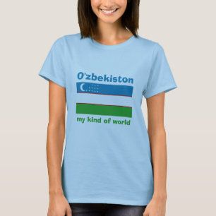 Usbekistan-Flagge + Karte + Text-T-Shirt T-Shirt