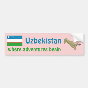 Usbekistan-Flagge + Karten-Autoaufkleber Autoaufkleber
