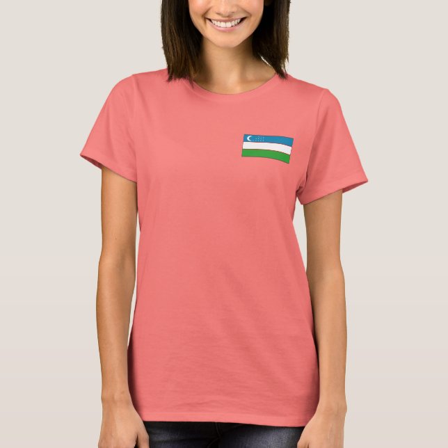 Usbekistan-Flagge + Karten-T - Shirt (Vorderseite)
