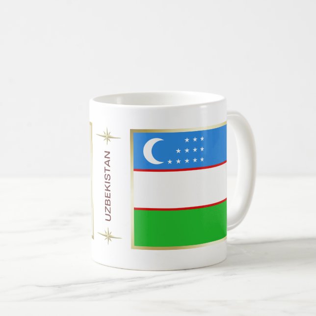 Usbekistan-Flagge + Karten-Tasse Kaffeetasse (VorderseiteRechts)