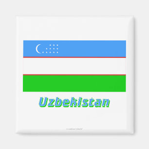 Usbekistan-Flagge mit Namen Magnet