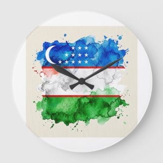 Usbekistan-Flagge | Offizielles usbekisches Emblem Große Wanduhr