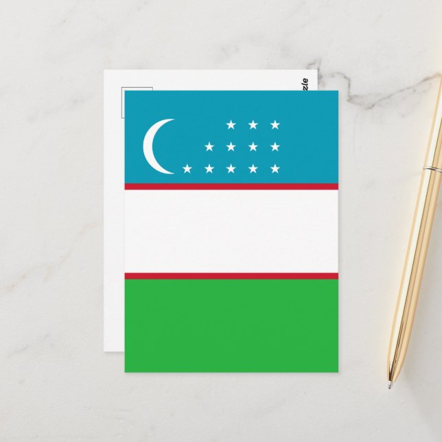 Usbekistan-Flagge Postkarte (Vorderseite/Rückseite Beispiel)