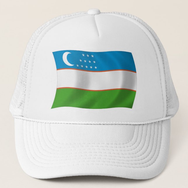 Usbekistan-Flaggenhut Truckerkappe (Vorderseite)
