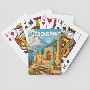 Usbekistan Illustration Reise Kunst Vintage Spielkarten