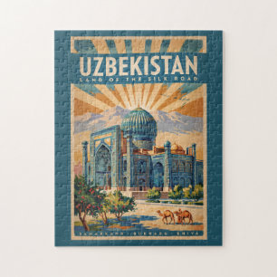 Usbekistan Kamel Illustration Reise Kunst Vintage Puzzle