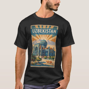 Usbekistan Kamel Illustration Reise Kunst Vintage T-Shirt