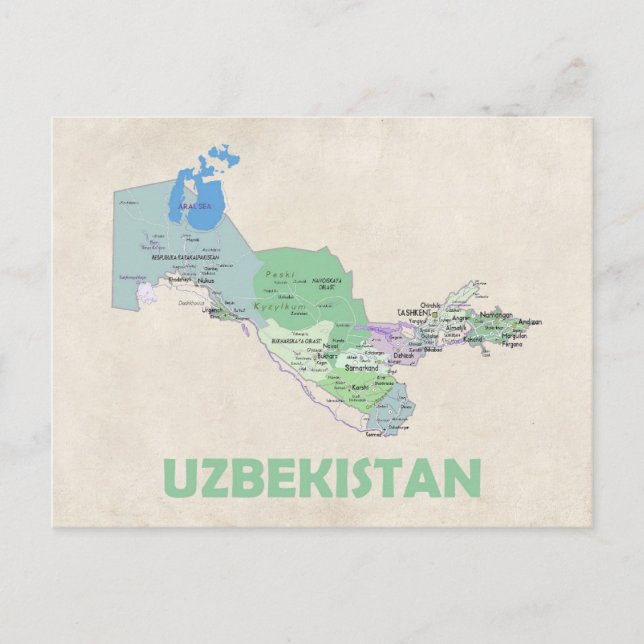 Usbekistan - Länderkarte Postkarte (Vorderseite)