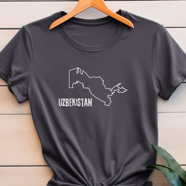 Usbekistan - Länderplan Form Usbekistans Grenze T-Shirt (Von Creator hochgeladen)